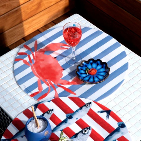 Set de table rond vinyle Stripes crabe rouge - P&ocirc;devache