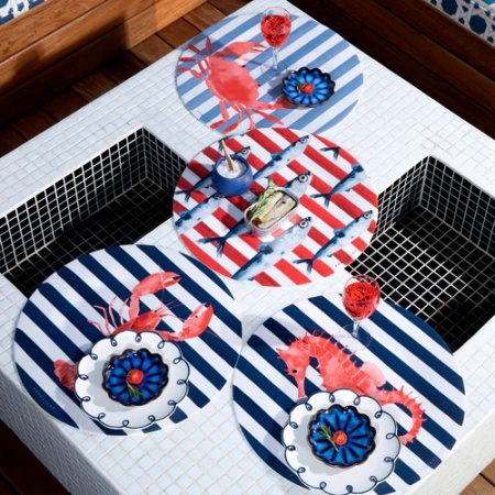 Set de table rond vinyle Stripes crabe rouge - P&ocirc;devache