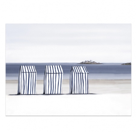Set de table vinyle cabines de plage Koufonissia - P&ocirc;devache