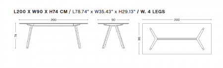 Table CPH 30 - Hay 200 X 90 H:74 cm