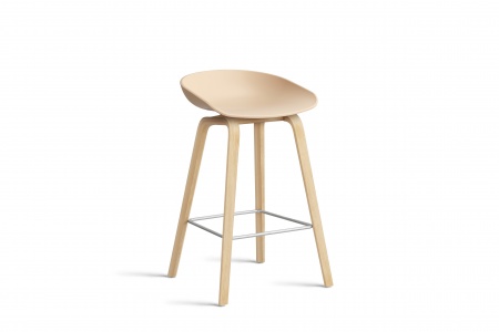 Tabouret  About AAS32 -  pieds bois H. 65 cm Repose Pieds Inox.