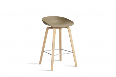 Tabouret  About AAS32 -  pieds bois H. 65 cm Repose Pieds Inox.