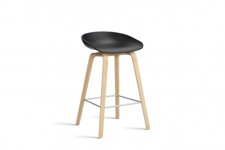 Tabouret  About AAS32 -  pieds bois H. 65 cm Repose Pieds Inox.