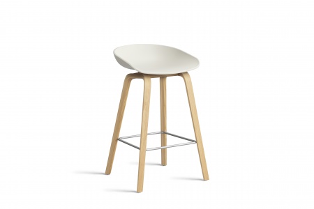 Tabouret  About AAS32 -  pieds bois H. 65 cm Repose Pieds Inox.