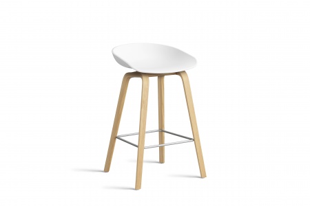 Tabouret  About AAS32 -  pieds bois H. 65 cm Repose Pieds Inox.