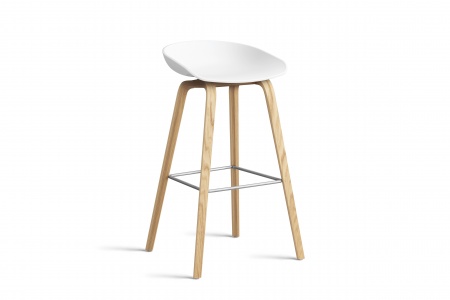 Tabouret  About AAS32 -  pieds bois H. 75 cm Repose Pieds Inox.