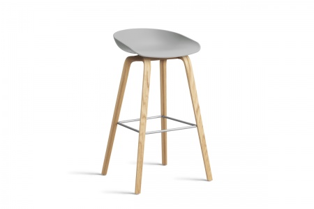 Tabouret  About AAS32 -  pieds bois H. 75 cm Repose Pieds Inox.