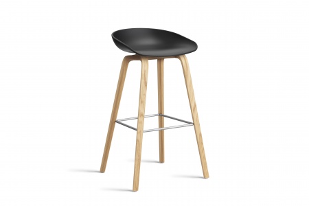 Tabouret  About AAS32 -  pieds bois H. 75 cm Repose Pieds Inox.