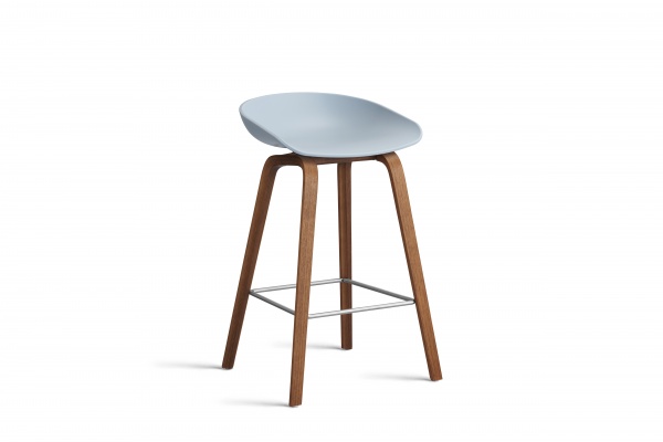 Tabouret  About AAS32 -  pieds noyer H. 65 cm Repose Pieds Inox.