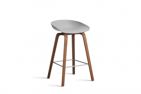 Tabouret  About AAS32 -  pieds noyer H. 65 cm Repose Pieds Inox.