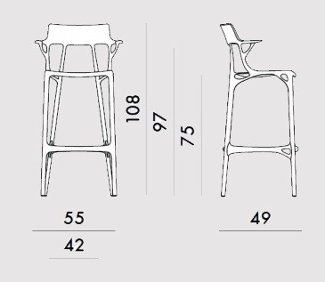 Tabouret A.I. Stool Recycled H.65 cm - Kartell