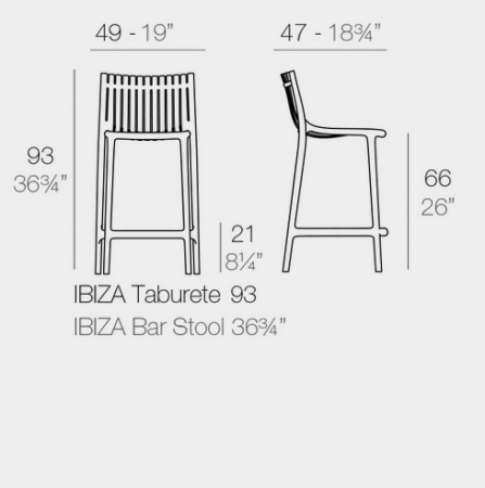 Tabouret Ibiza H65cm - Vondom