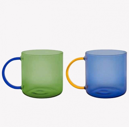 Tasses en verre Fred - Lot de 2 bleu et vert - Remember