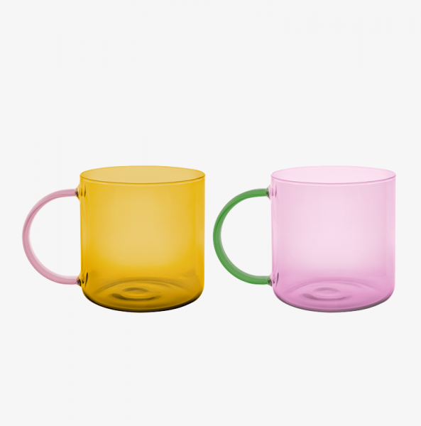Tasses en verre Fred - Lot de 2 rose - jaune - Remember