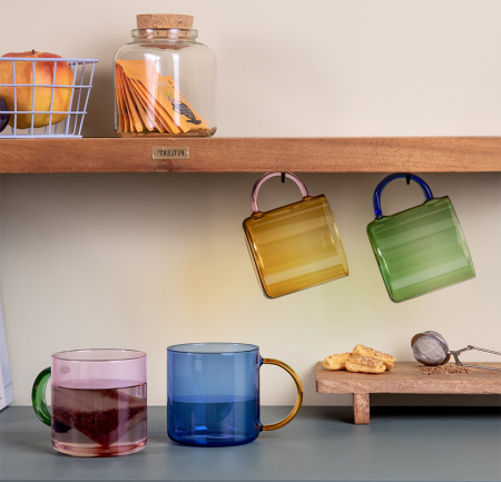 Tasses en verre Fred - Lot de 2 rose - jaune - Remember