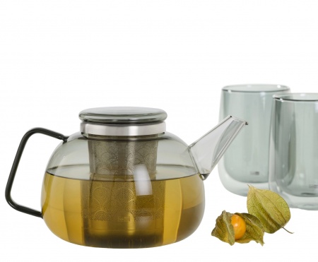 Th&eacute;i&egrave;re Yuna en verre - anse et couvercle fum&eacute; - 1,6 litre - Adhoc