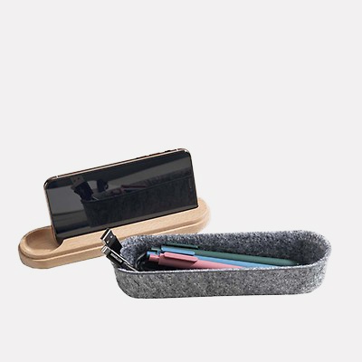 Trousse &agrave; crayons - Pencil case - feutre et bois - Kikkerland